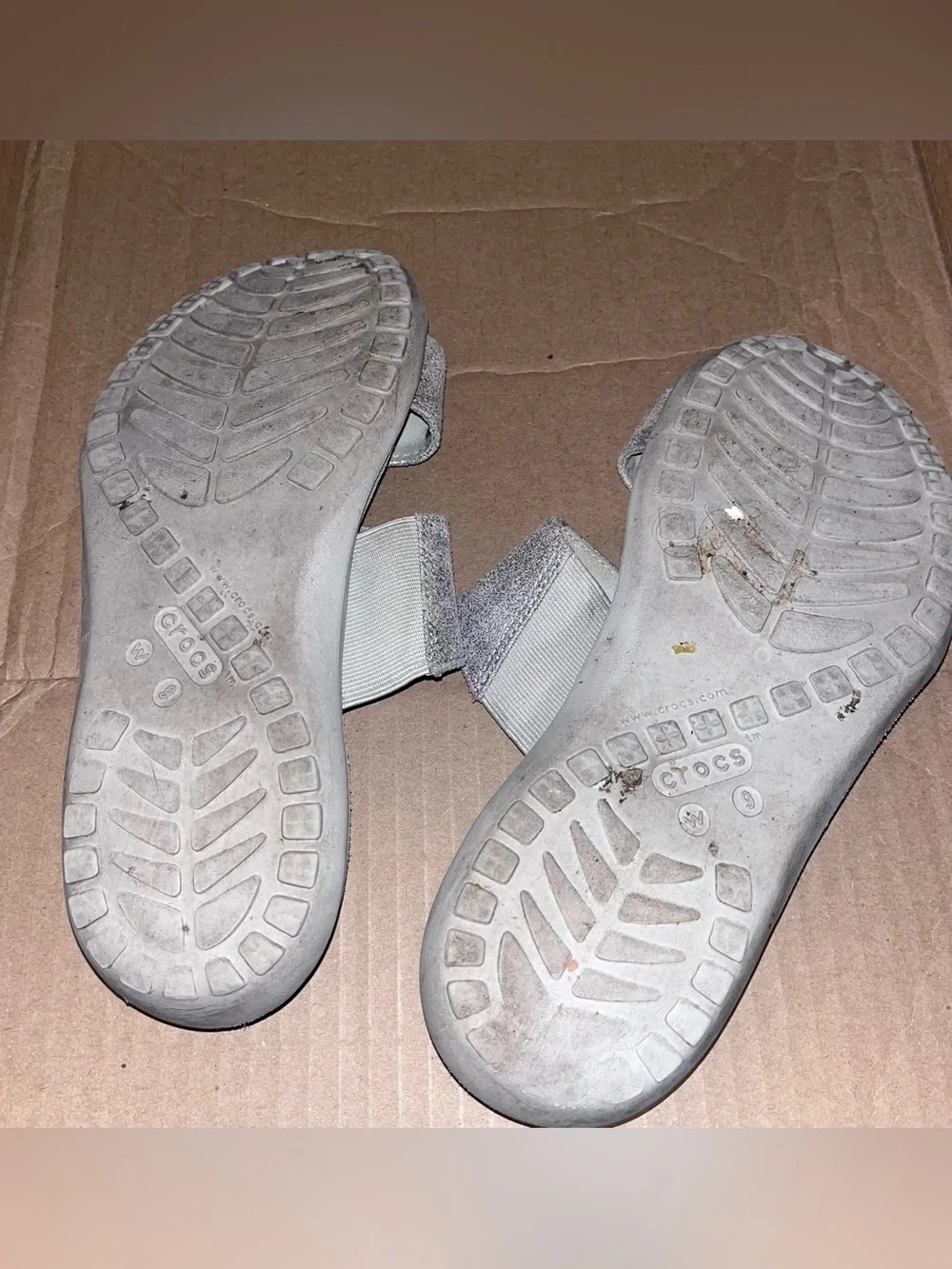 Crocs Women's Capri Dual Strap Sandals Metallic Silver Comfort Slide Size 9